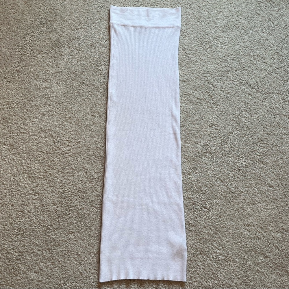 Edikted White Ribbed Maxi Long Skirt